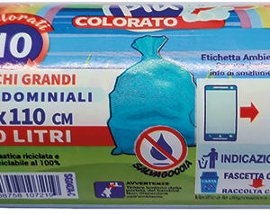 ROTOLO COMPATTO 10 SACCHI CONDOMINIALI AZZURRO TRASP.