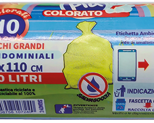 ROTOLO COMPATTO 10 SACCHI CONDOMINIALI GIALLO TRASP.