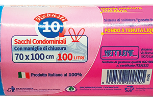 ROTOLO 10 SACCHI CONDOMINIALI C/MANIGLIE AZZURRI