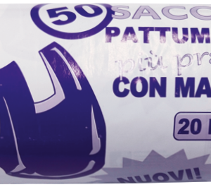 ROTOLO COMPATTO 50 SACCHI PATTUMIERA CON BRETELLE
