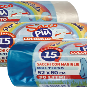 ROTOLO COMPATTO 15 SACCHI PATT. C/BRETELLE COLORI MISTI