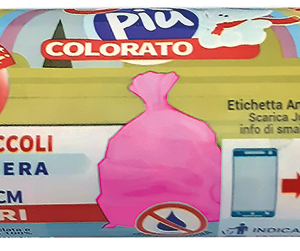 ROTOLO COMPATTO 15 SACCHI PATTUMIERA ROSA TRASP.