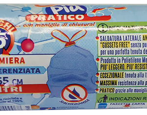 ROTOLO COMPATTO 15 SACCHI C/MANIGLIE AZZURRI PATTUMIERA