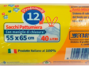 ROTOLO COMPATTO 12 SACCHI IGIENIZZANTI BIANCHI PROFUMATI