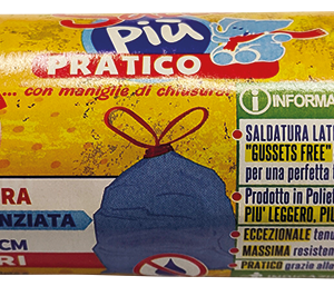 ROTOLO COMPATTO 15 SACCHI C/MANIGLIE PATTUMIERA AZZURRI