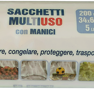 ROTOLO 200 SACCHETTI MULTIUSO IN HDPE CON BRETELLE