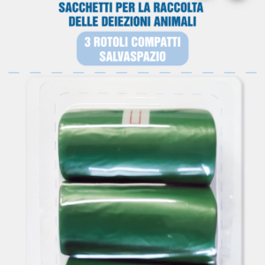 BLISTER 3 ROTOLI 20 SACCHETTI IGIENICI PER CANI IN HDPE