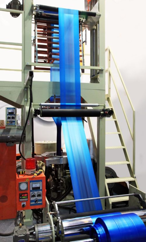 Blown film extrusion plastic bag making machine